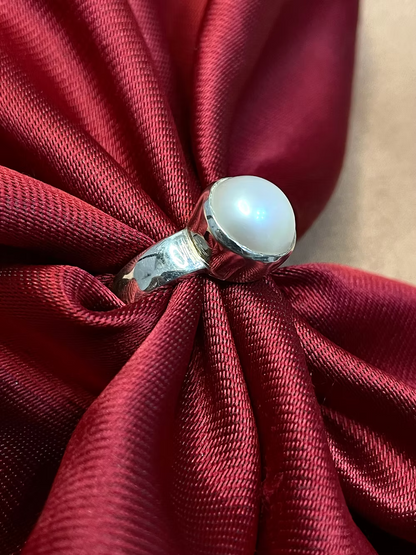 Moti ring for good luck money, wealth, protection and mental peace (अभिमंत्रित)