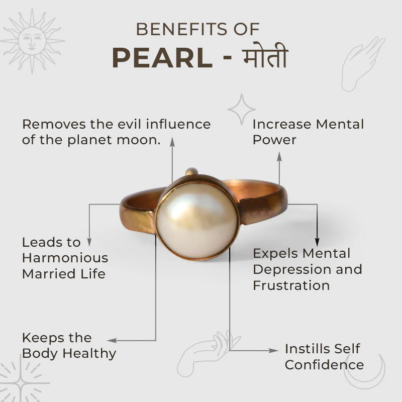 Moti ring for good luck money, wealth, protection and mental peace (अभिमंत्रित)