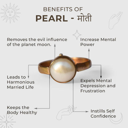 Moti ring for good luck money, wealth, protection and mental peace (अभिमंत्रित)