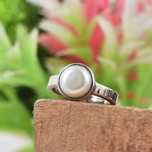 Moti ring for good luck money, wealth, protection and mental peace (अभिमंत्रित)