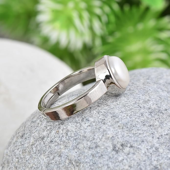 Moti ring for good luck money, wealth, protection and mental peace (अभिमंत्रित)