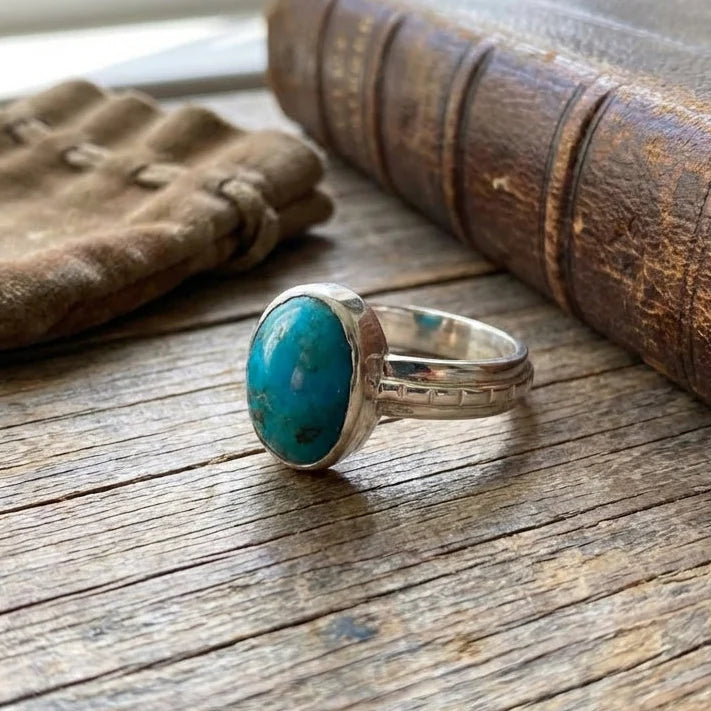 Firoza stone ring for good luck money, wealth, protection and mental peace (अभिमंत्रित)