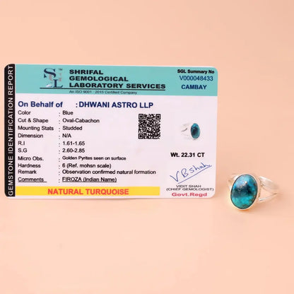 Firoza stone ring for good luck money, wealth, protection and mental peace (अभिमंत्रित)