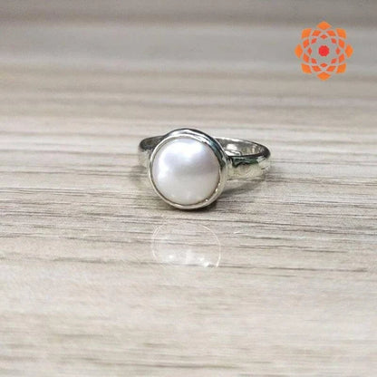 Moti ring for good luck money, wealth, protection and mental peace (अभिमंत्रित)